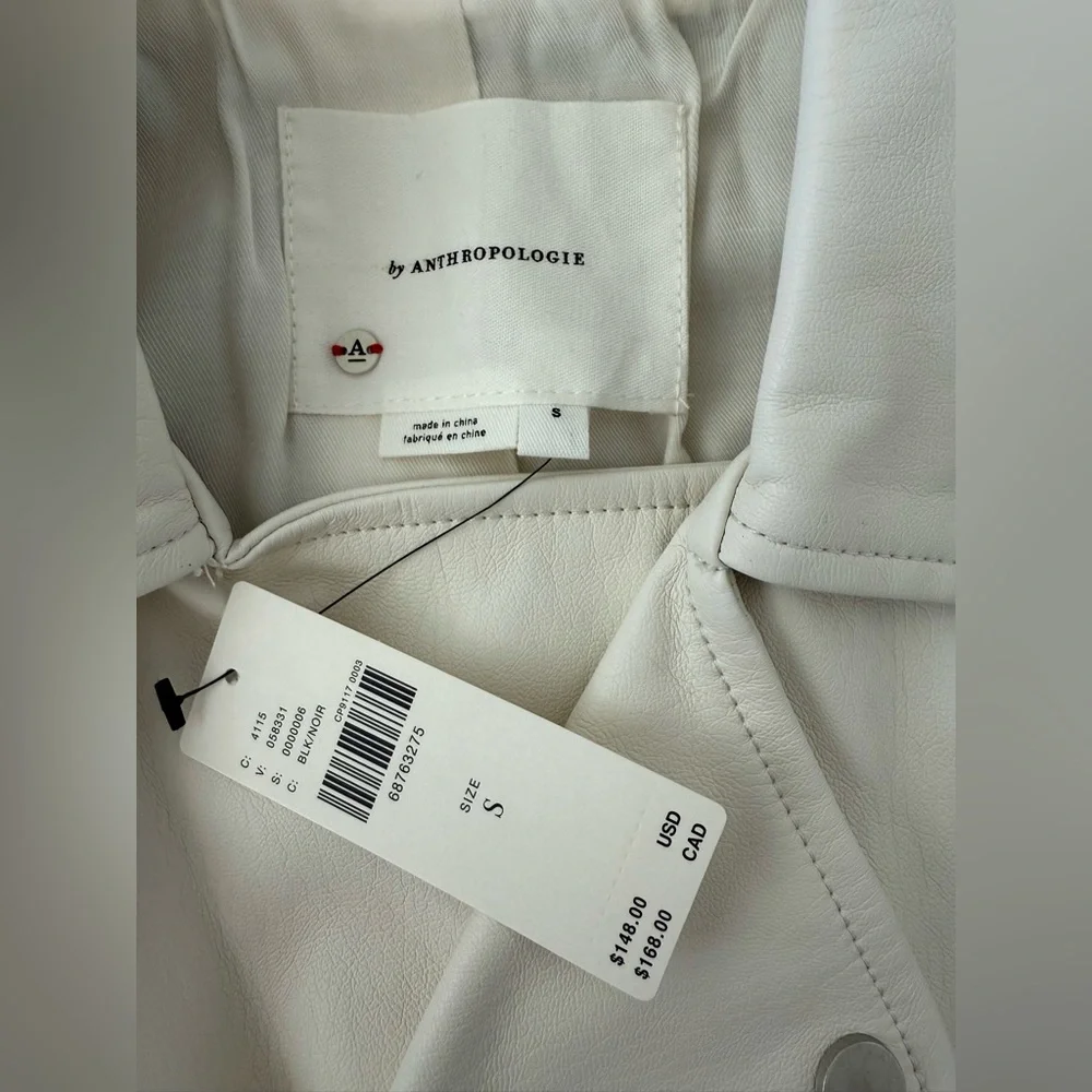 Anthropologie White Faux Leather Moto Vest – Size Small - Picture 7 of 8